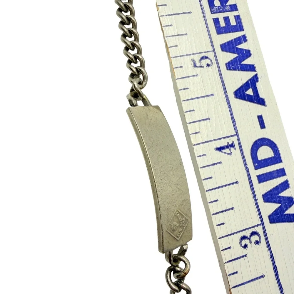 Vintage Cub Scouts BSA ID‎ Bracelet Nickel Silver Wolf Logo Curb Chain 6.5